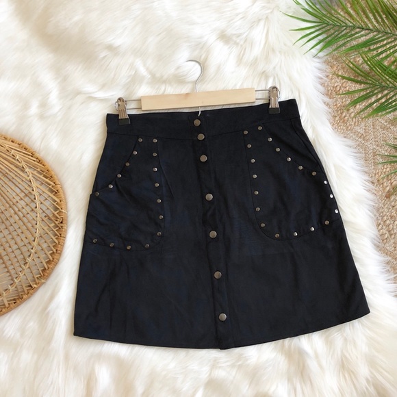 Francesca's Collections Dresses & Skirts - Blue Rain Francesca’s Studded Button Down Skirt L